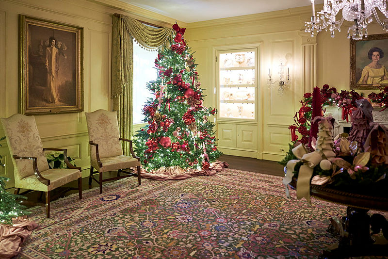 Christmas tree in the White House Vermeil Room, decorated by Adrian and Aaron
